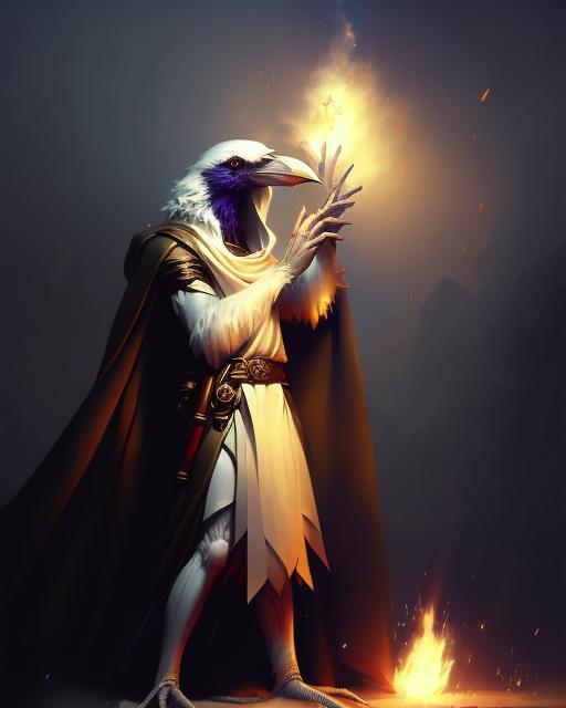 00060-4004179915-Medium Shot of Assyria, white Kenku_Person, Artificer, Fantasy, Volumetric lighting, concept art, brush stroke style, artstation.png